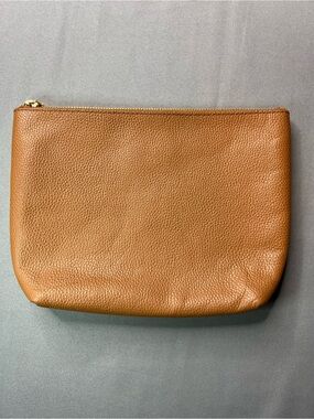 LOFT Pebbled Leather Clutch Pouch | Caramel | Made in India